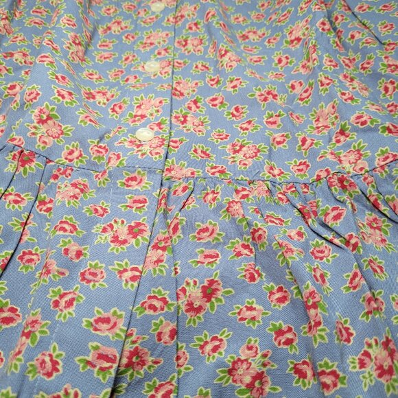 Polo Ralph Lauren Babydoll Dress Button Front Blue Floral Sz 10 Cottagecore NEW - Picture 4 of 11